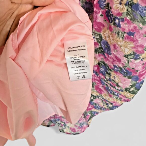 ASTR the label Dress Floral Smocked Pink Puff Sleeve Lined Size Women’s Sm - Picture 6 of 8